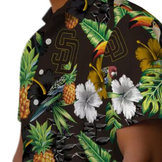 San Diego Padres Tropical Hibiscus Pineapple Hawaiian Shirt - Brown & Green MLB Fan Apparel