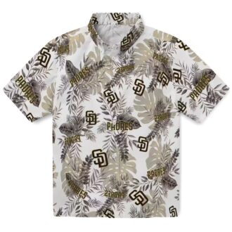 San Diego Padres Tropical Leaves White Hawaiian Shirt - MLB Fan Apparel for Vacation