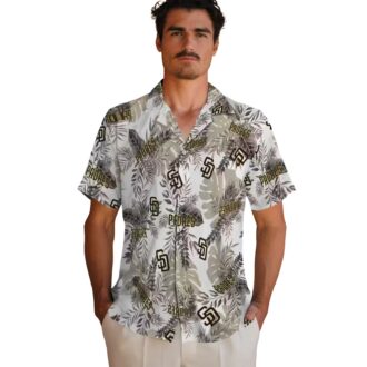 San Diego Padres Tropical Leaves White Hawaiian Shirt - MLB Fan Apparel for Vacation