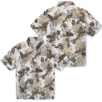 San Diego Padres Tropical Leaves White Hawaiian Shirt - MLB Fan Apparel for Vacation