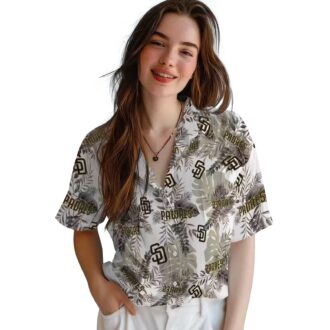 San Diego Padres Tropical Leaves White Hawaiian Shirt - MLB Fan Apparel for Vacation