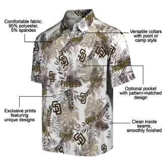 San Diego Padres Tropical Leaves White Hawaiian Shirt - MLB Fan Apparel for Vacation