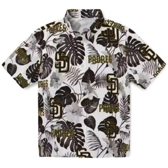 San Diego Padres Tropical Plants Hawaiian Shirt - Brown & White MLB Fan Apparel
