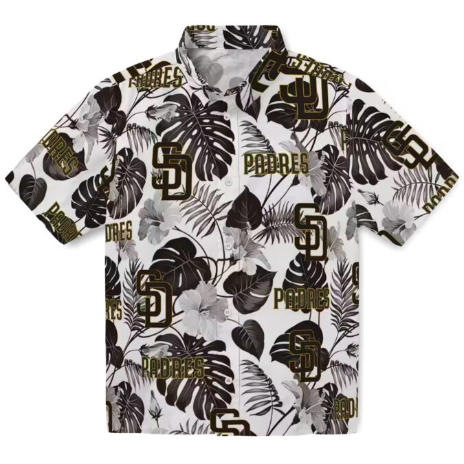 San Diego Padres Tropical Plants Hawaiian Shirt - Brown & White MLB Fan Apparel