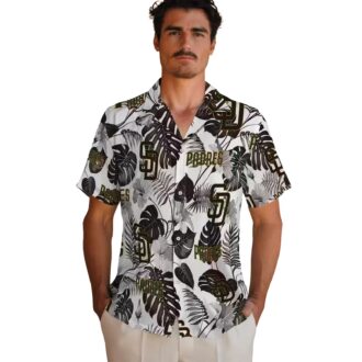 San Diego Padres Tropical Plants Hawaiian Shirt - Brown & White MLB Fan Apparel