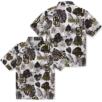 San Diego Padres Tropical Plants Hawaiian Shirt - Brown & White MLB Fan Apparel