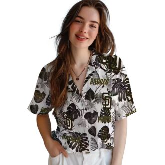 San Diego Padres Tropical Plants Hawaiian Shirt - Brown & White MLB Fan Apparel