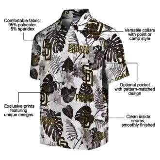 San Diego Padres Tropical Plants Hawaiian Shirt - Brown & White MLB Fan Apparel