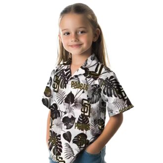 San Diego Padres Tropical Plants Hawaiian Shirt - Brown & White MLB Fan Apparel