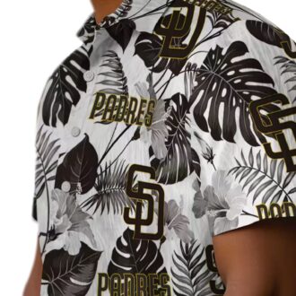 San Diego Padres Tropical Plants Hawaiian Shirt - Brown & White MLB Fan Apparel