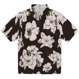Shop San Diego Padres Hibiscus Brown & White Hawaiian Shirt - Perfect MLB Fan Summer Shirt
