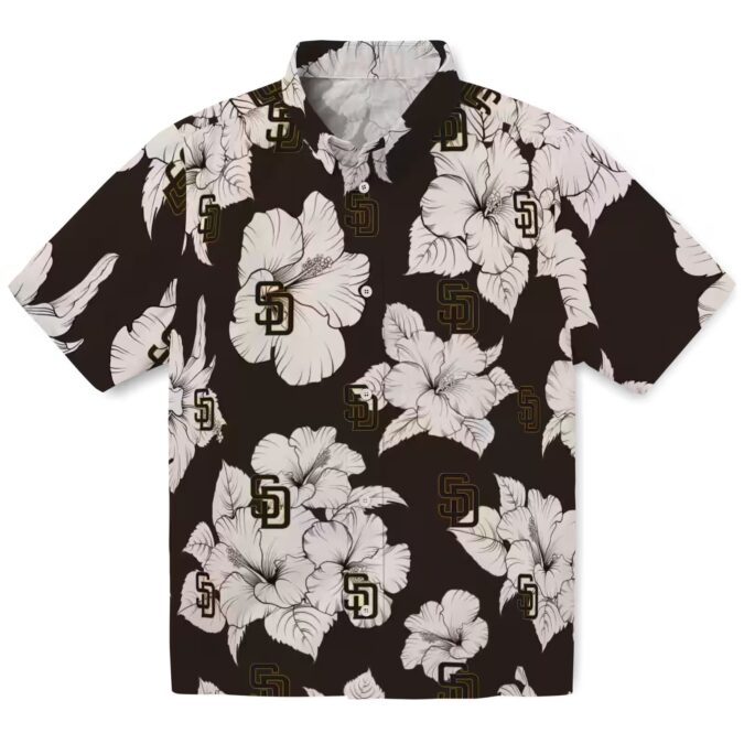 Shop San Diego Padres Hibiscus Brown & White Hawaiian Shirt - Perfect MLB Fan Summer Shirt