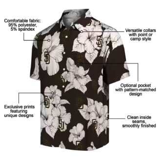 Shop San Diego Padres Hibiscus Brown & White Hawaiian Shirt - Perfect MLB Fan Summer Shirt