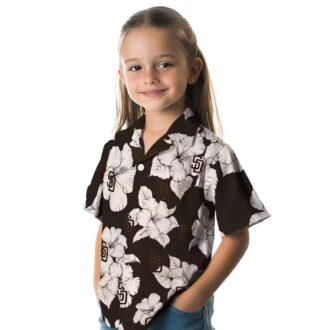 Shop San Diego Padres Hibiscus Brown & White Hawaiian Shirt - Perfect MLB Fan Summer Shirt