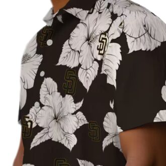 Shop San Diego Padres Hibiscus Brown & White Hawaiian Shirt - Perfect MLB Fan Summer Shirt