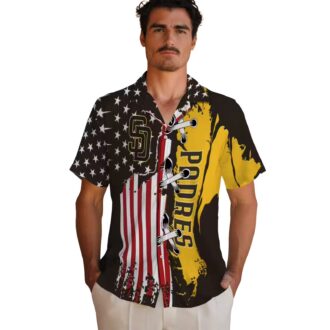 Tropical San Diego Padres Short Sleeve Hawaiian Shirt - Brown Flag Design for Game Day & Summer