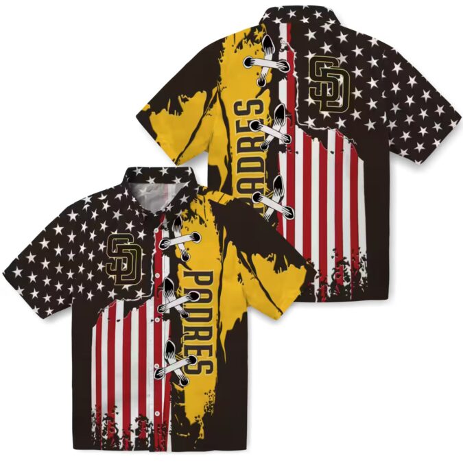 Tropical San Diego Padres Short Sleeve Hawaiian Shirt - Brown Flag Design for Game Day & Summer