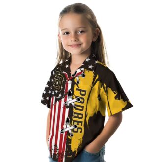 Tropical San Diego Padres Short Sleeve Hawaiian Shirt - Brown Flag Design for Game Day & Summer