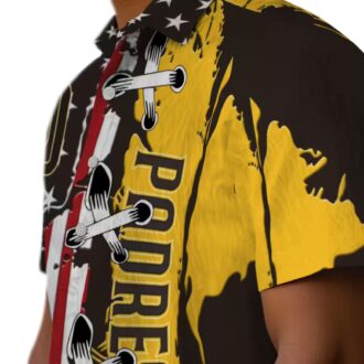 Tropical San Diego Padres Short Sleeve Hawaiian Shirt - Brown Flag Design for Game Day & Summer