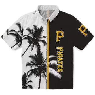 Black & White Pittsburgh Pirates Hawaiian Shirt - MLB Palm Trees Tropical Beach Shirt