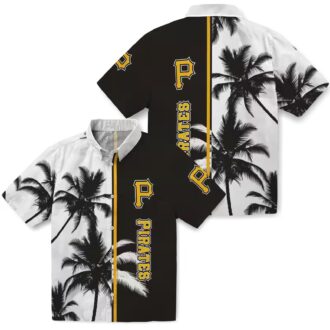 Black & White Pittsburgh Pirates Hawaiian Shirt - MLB Palm Trees Tropical Beach Shirt