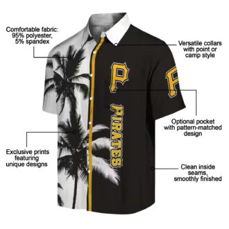 Black & White Pittsburgh Pirates Hawaiian Shirt - MLB Palm Trees Tropical Beach Shirt