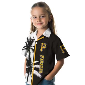 Black & White Pittsburgh Pirates Hawaiian Shirt - MLB Palm Trees Tropical Beach Shirt