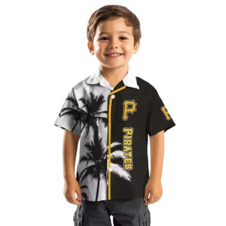Black & White Pittsburgh Pirates Hawaiian Shirt - MLB Palm Trees Tropical Beach Shirt