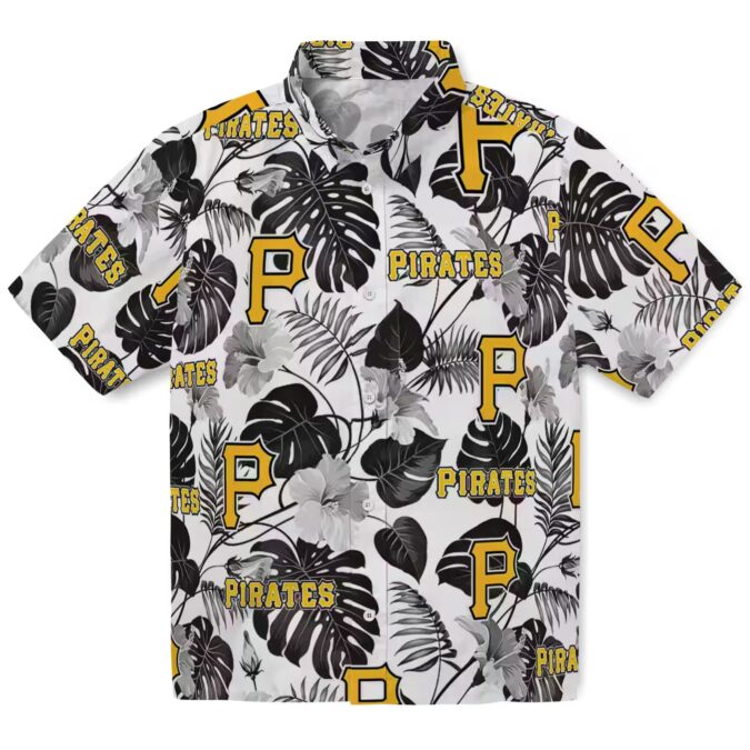 Black & White Pittsburgh Pirates Tropical Hawaiian Shirt - Summer Baseball Fan Gear