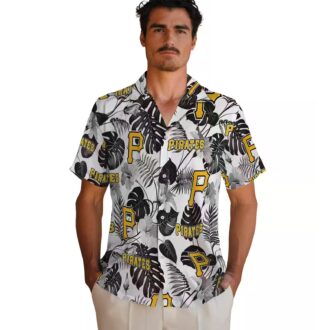 Black & White Pittsburgh Pirates Tropical Hawaiian Shirt - Summer Baseball Fan Gear