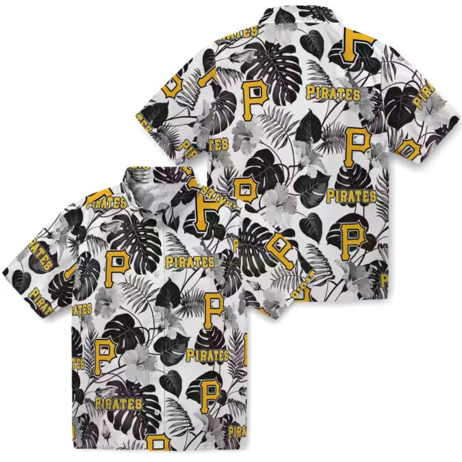 Black & White Pittsburgh Pirates Tropical Hawaiian Shirt - Summer Baseball Fan Gear