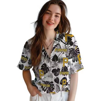 Black & White Pittsburgh Pirates Tropical Hawaiian Shirt - Summer Baseball Fan Gear