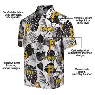 Black & White Pittsburgh Pirates Tropical Hawaiian Shirt - Summer Baseball Fan Gear