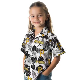 Black & White Pittsburgh Pirates Tropical Hawaiian Shirt - Summer Baseball Fan Gear