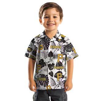 Black & White Pittsburgh Pirates Tropical Hawaiian Shirt - Summer Baseball Fan Gear