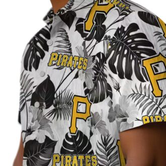 Black & White Pittsburgh Pirates Tropical Hawaiian Shirt - Summer Baseball Fan Gear