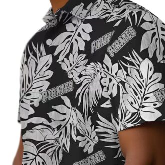 Black Monstera Leaf Pittsburgh Pirates Hawaiian Shirt - Tropical Baseball Gift