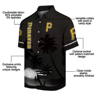 Black Pittsburgh Pirates Hawaiian Shirt - Sunset Beach Baseball Style