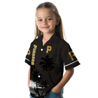 Black Pittsburgh Pirates Hawaiian Shirt - Sunset Beach Baseball Style