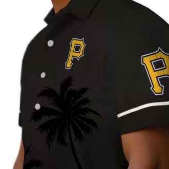 Black Pittsburgh Pirates Hawaiian Shirt - Sunset Beach Baseball Style