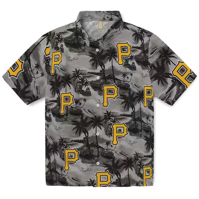 Black Pittsburgh Pirates Summer Shirt - Tropical Hawaiian Palm Print