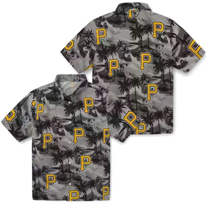 Black Pittsburgh Pirates Summer Shirt - Tropical Hawaiian Palm Print