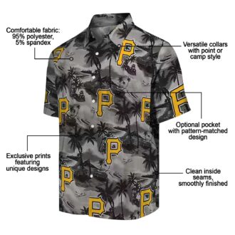 Black Pittsburgh Pirates Summer Shirt - Tropical Hawaiian Palm Print