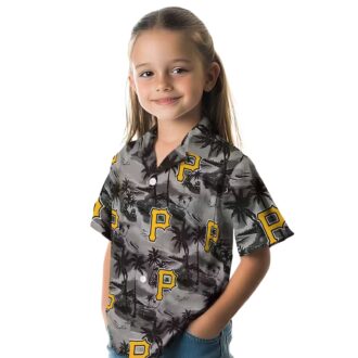 Black Pittsburgh Pirates Summer Shirt - Tropical Hawaiian Palm Print