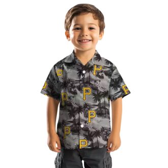 Black Pittsburgh Pirates Summer Shirt - Tropical Hawaiian Palm Print