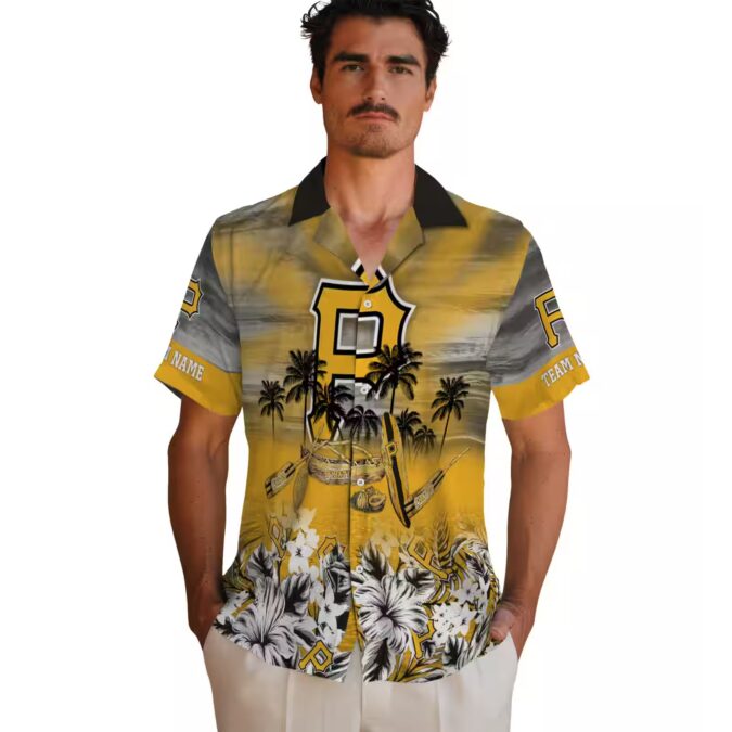 Custom Pittsburgh Pirates Black Hawaiian Shirt - Tropical Canoe Beach Gift for Fans