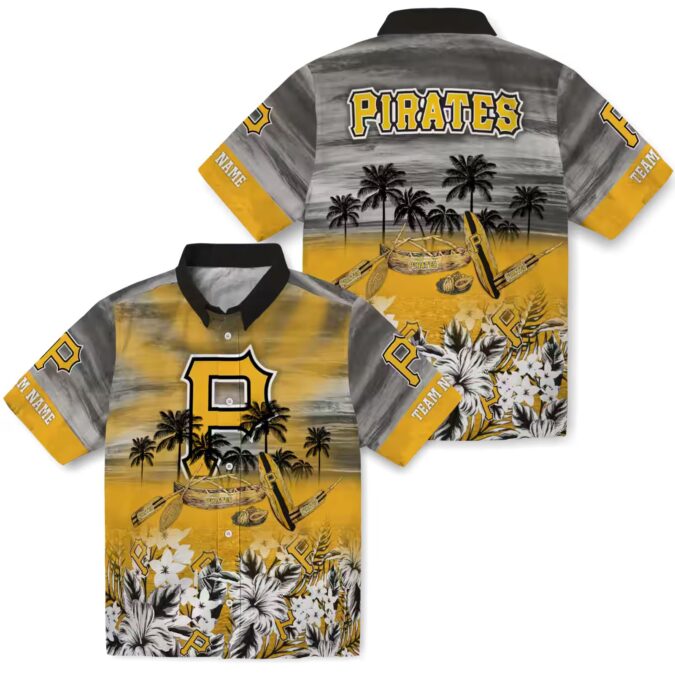 Custom Pittsburgh Pirates Black Hawaiian Shirt - Tropical Canoe Beach Gift for Fans