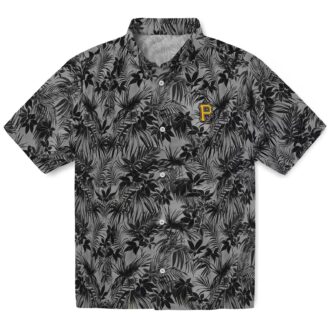 Custom Pittsburgh Pirates Hawaiian Shirt - Palm Leaf Pattern Black Summer Top
