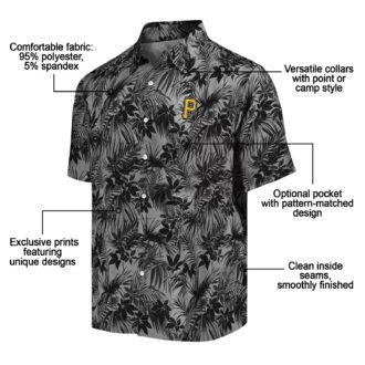 Custom Pittsburgh Pirates Hawaiian Shirt - Palm Leaf Pattern Black Summer Top
