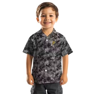 Custom Pittsburgh Pirates Hawaiian Shirt - Palm Leaf Pattern Black Summer Top